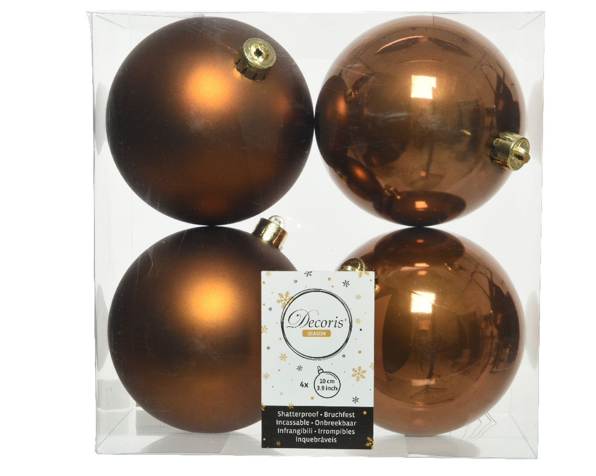 4 PALLINE DI NATALE D.10CM CANNELLA