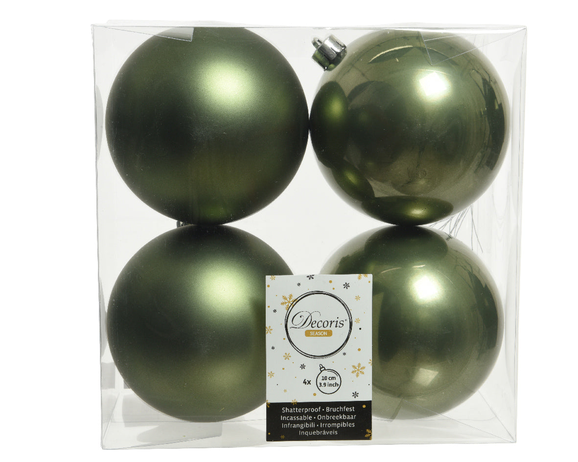 4 PALLINE DI NATALE D.10CM VERDE MUSCHIO