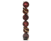 Set 6 palline di natale infrangibili mix finiture D 15 cm bordeaux Peraga Christmas
