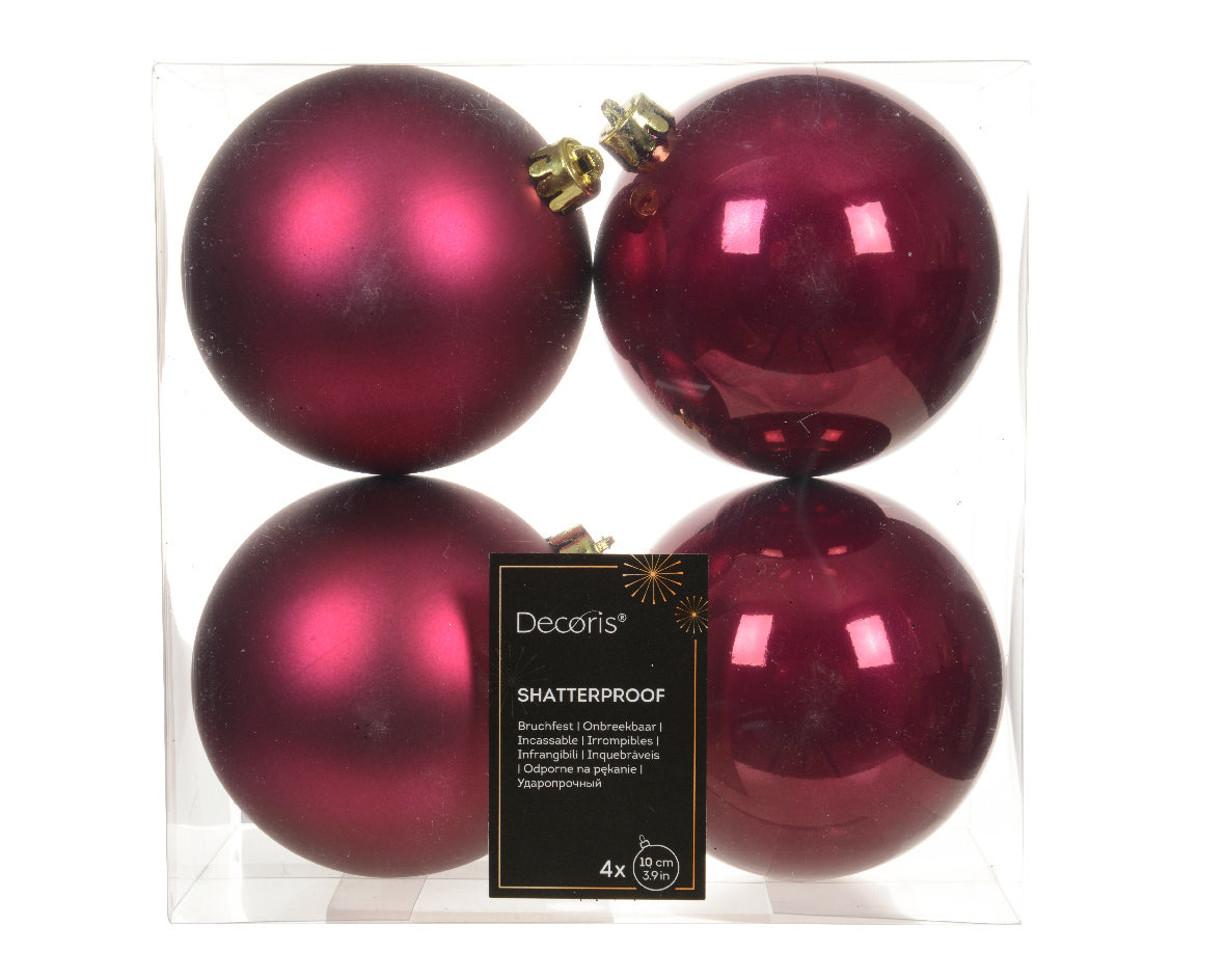 CONFEZIONE DA 4 PALLINE, Ø10 CM, COLORE VIOLA