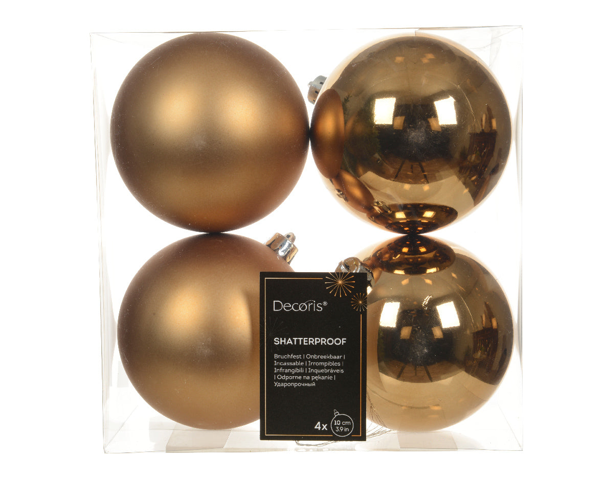 CONFEZIONE DA 4 PALLINE DI NATALE, Ø10 CM, MARRONE
