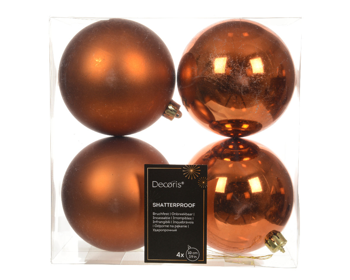 CONFEZIONE DA 4 PALLINE DI NATALE, Ø10 CM, COLOR RAME