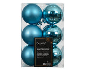 Confezione 12 palline di natale Miste Azzurre 6cm