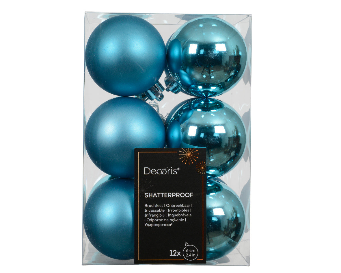 Confezione 12 palline di natale Miste Azzurre 6cm