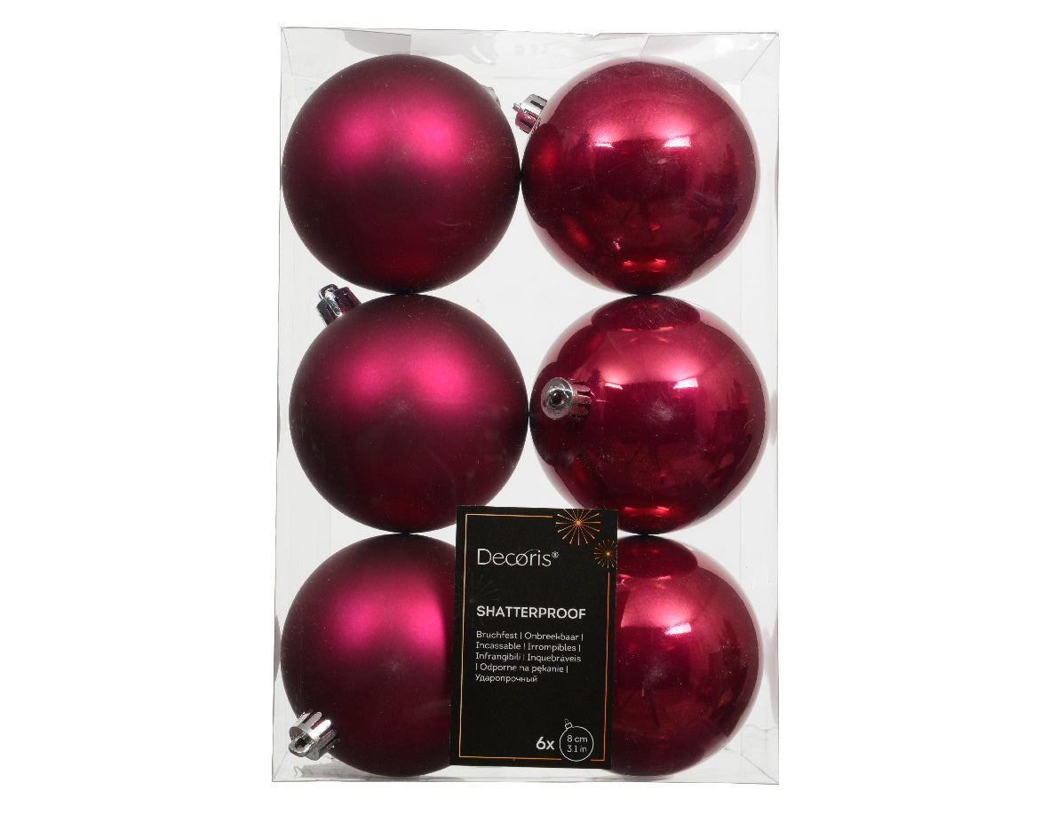 Confezione 6 palline di natale Miste Rosa 8cm