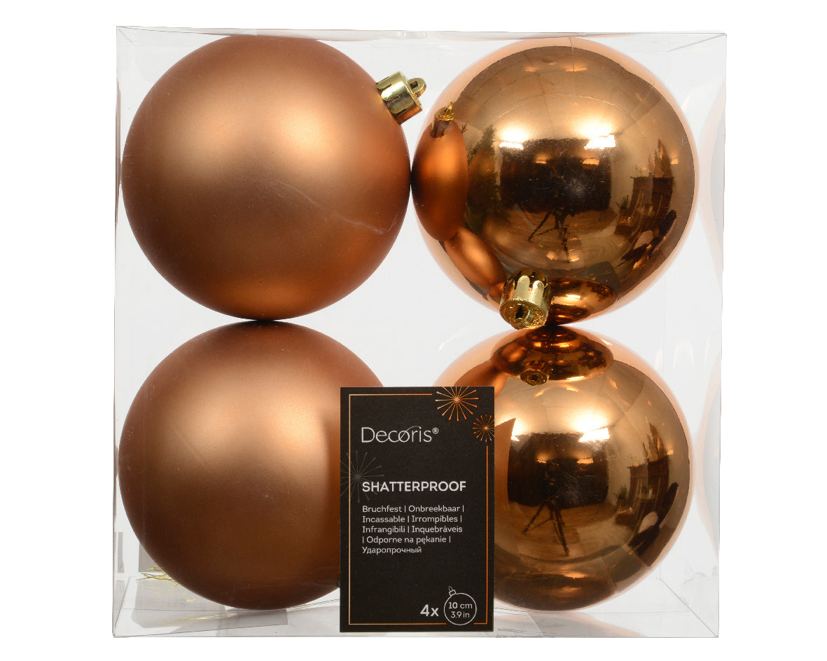 Confezione 4 palline di natale Miste Brandy 10cm
