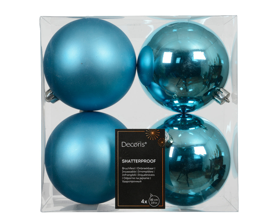 Confezione 4 palline di natale Miste azzurre 10cm