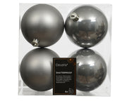 Confezione 4 palline di natale Miste lucido/opaco Grigie 10cm