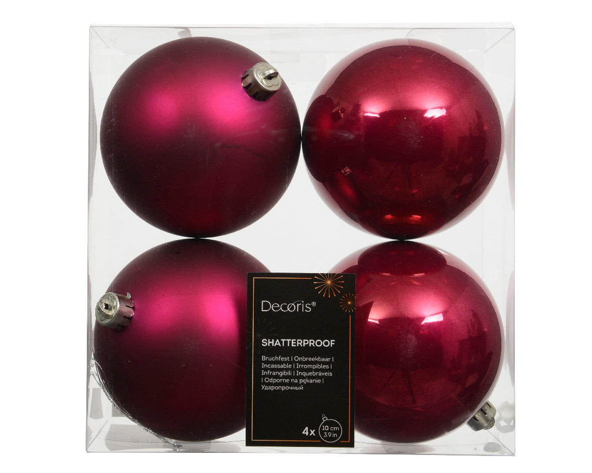 Confezione 4 palline di natale Miste Rosa 10cm