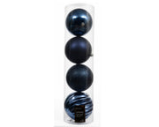Confezione 4 palline di natale Miste Blu Notte 14cm