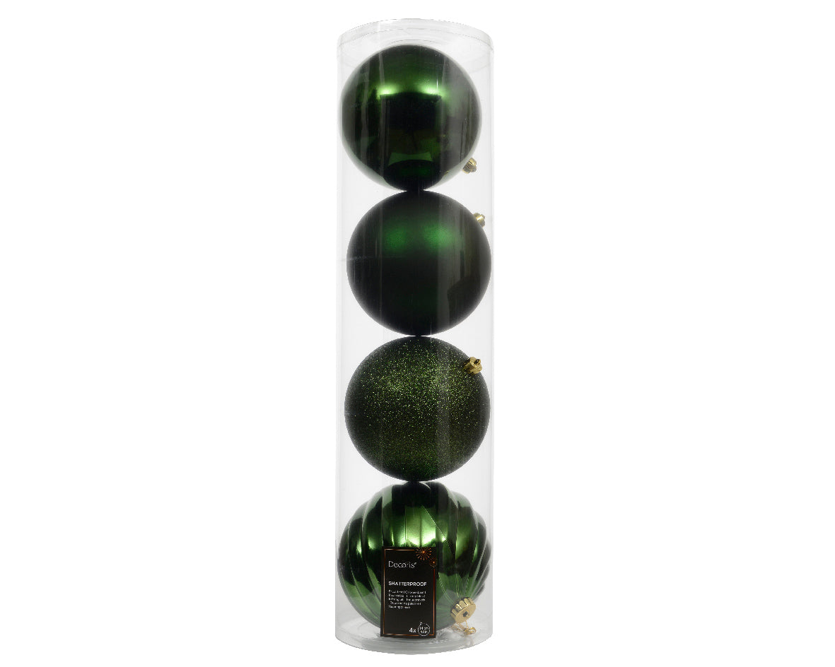 Confezione 4 palline di natale Miste Verdi 14cm