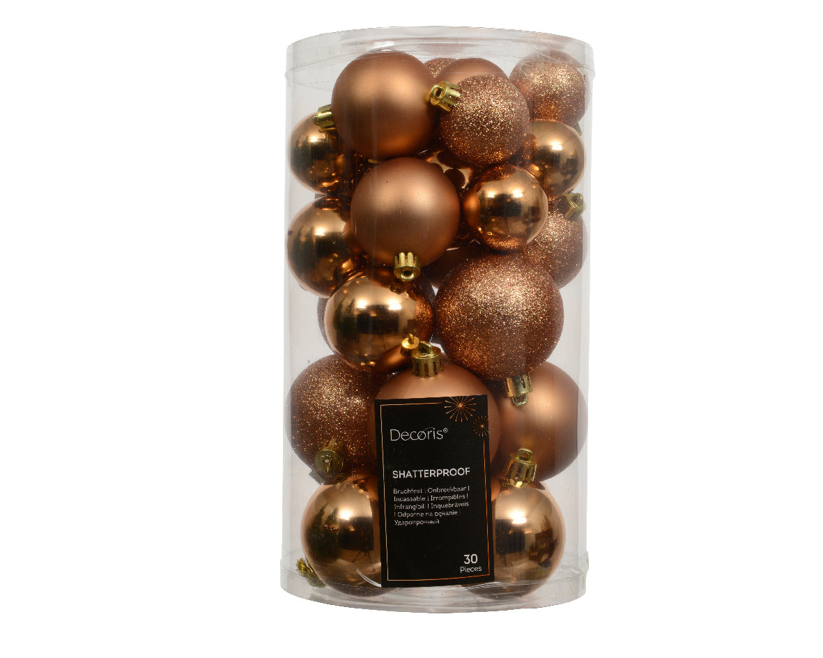 Confezione 30 palline di natale Miste Brandy 6cm