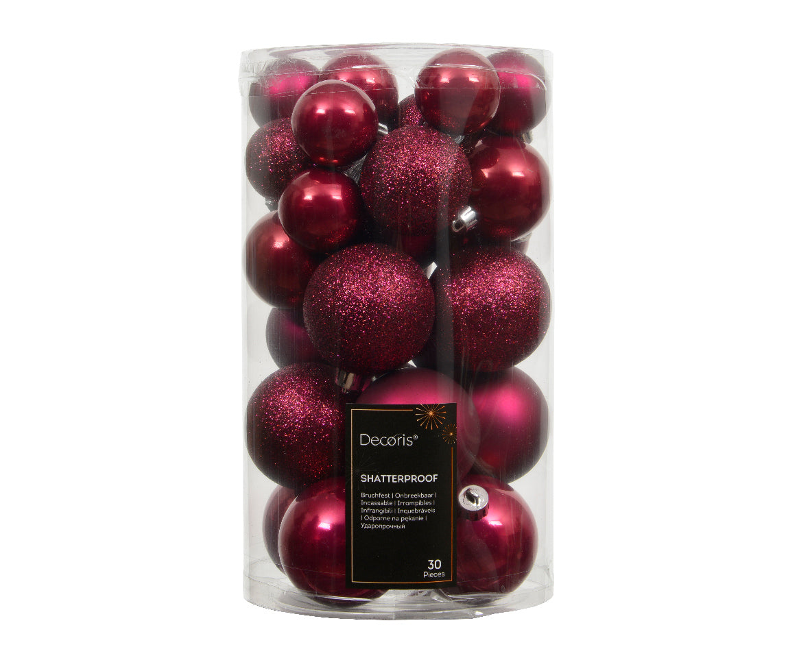 Confezione 30 palline di natale Miste Rosa 6cm