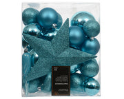 Confezione 33 palline di natale Miste Blu 8cm con puntale a stella