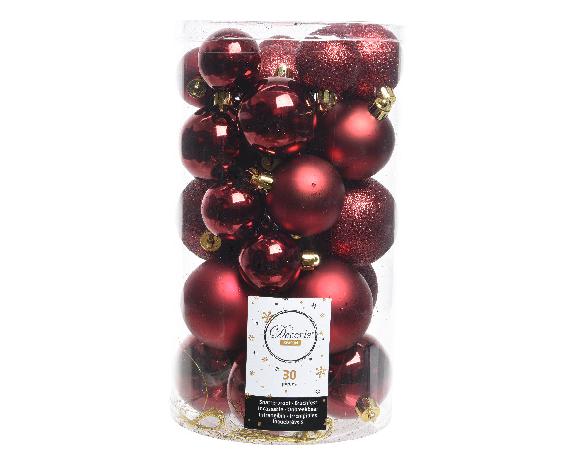 30 PALLINE OPACO LUCIDO GLITTERATO BORDEAUX