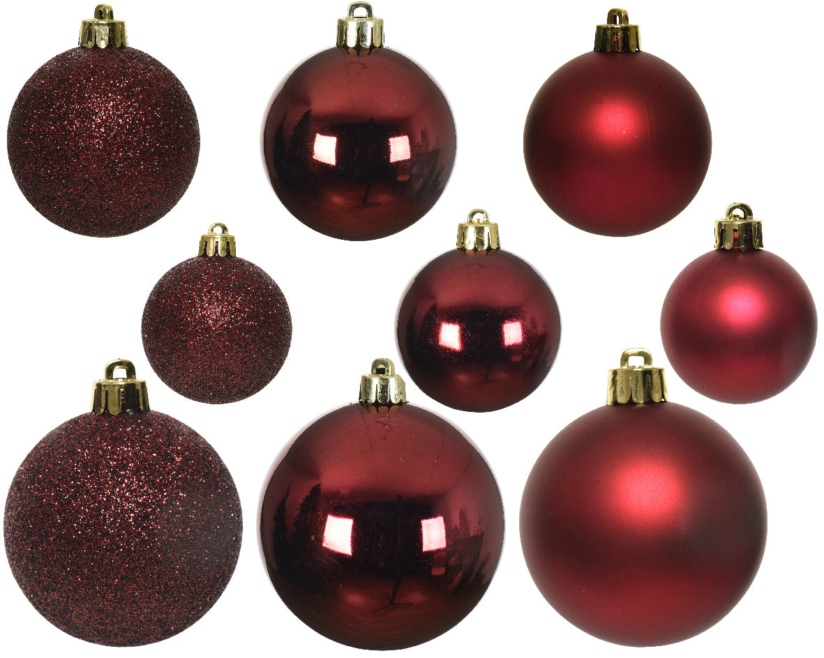 30 PALLINE OPACO LUCIDO GLITTERATO BORDEAUX