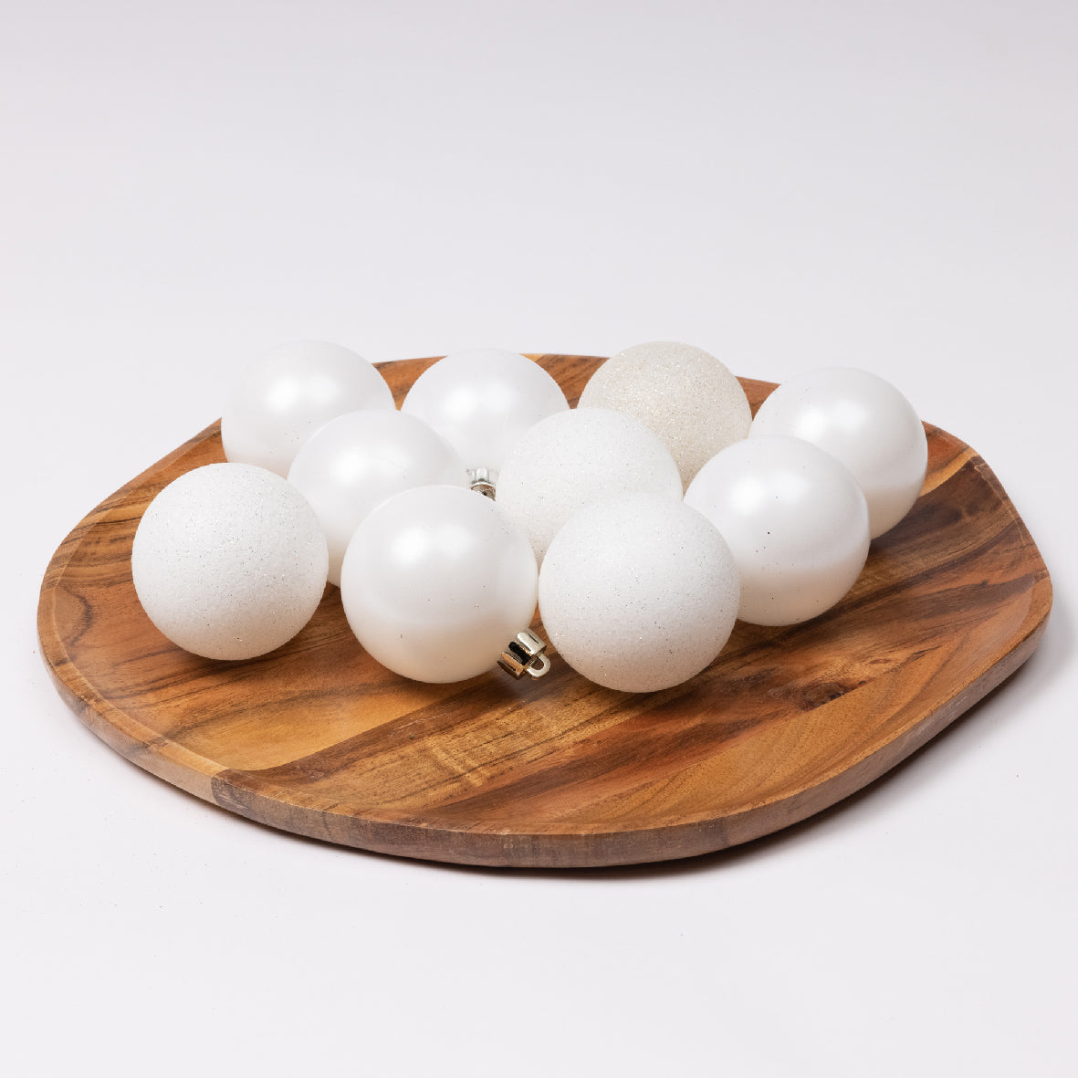 30 PALLINE BIANCO INVERNO OPACO/GLITTERATO
