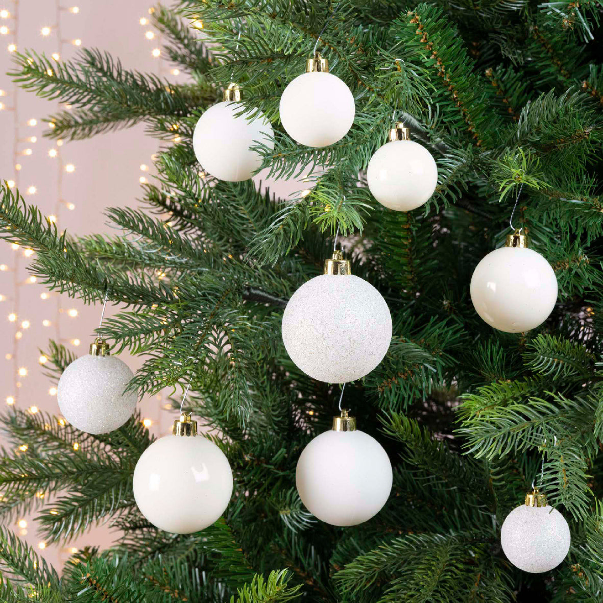 30 PALLINE BIANCO INVERNO OPACO/GLITTERATO