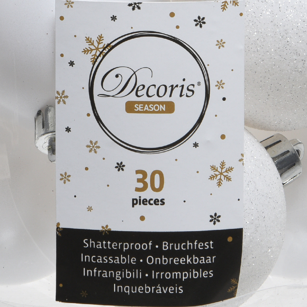30 PALLINE BIANCO INVERNO OPACO/GLITTERATO