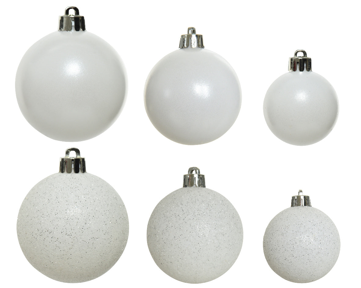 30 PALLINE BIANCO INVERNO OPACO/GLITTERATO