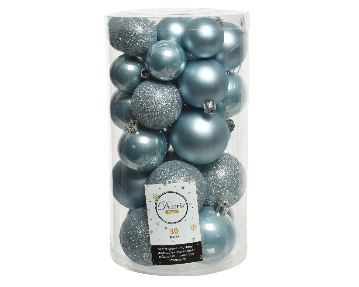 30 PALLINE AZZURRE OPACO/GLITTERATO