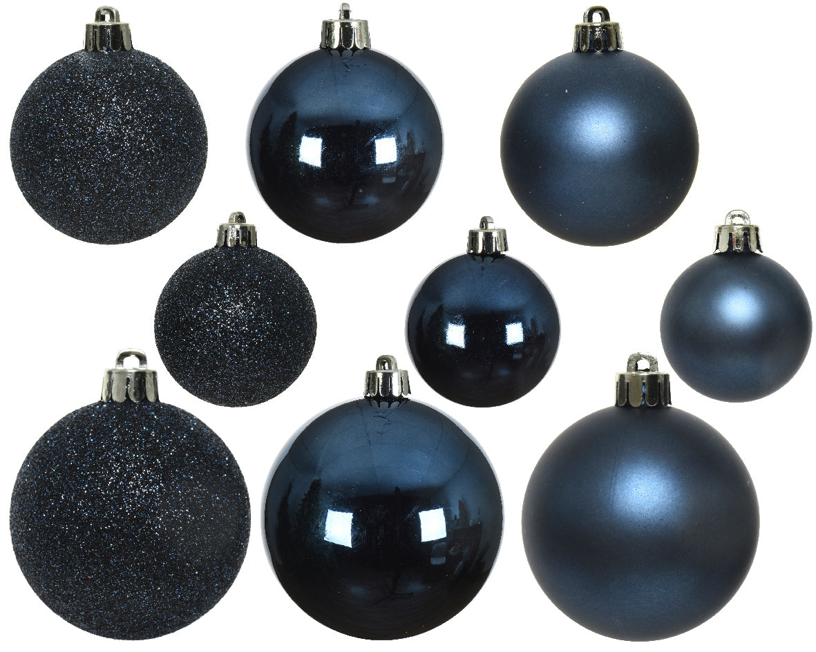 30 PALLINE DI NATALE BLU NOTTE ASSORTITE