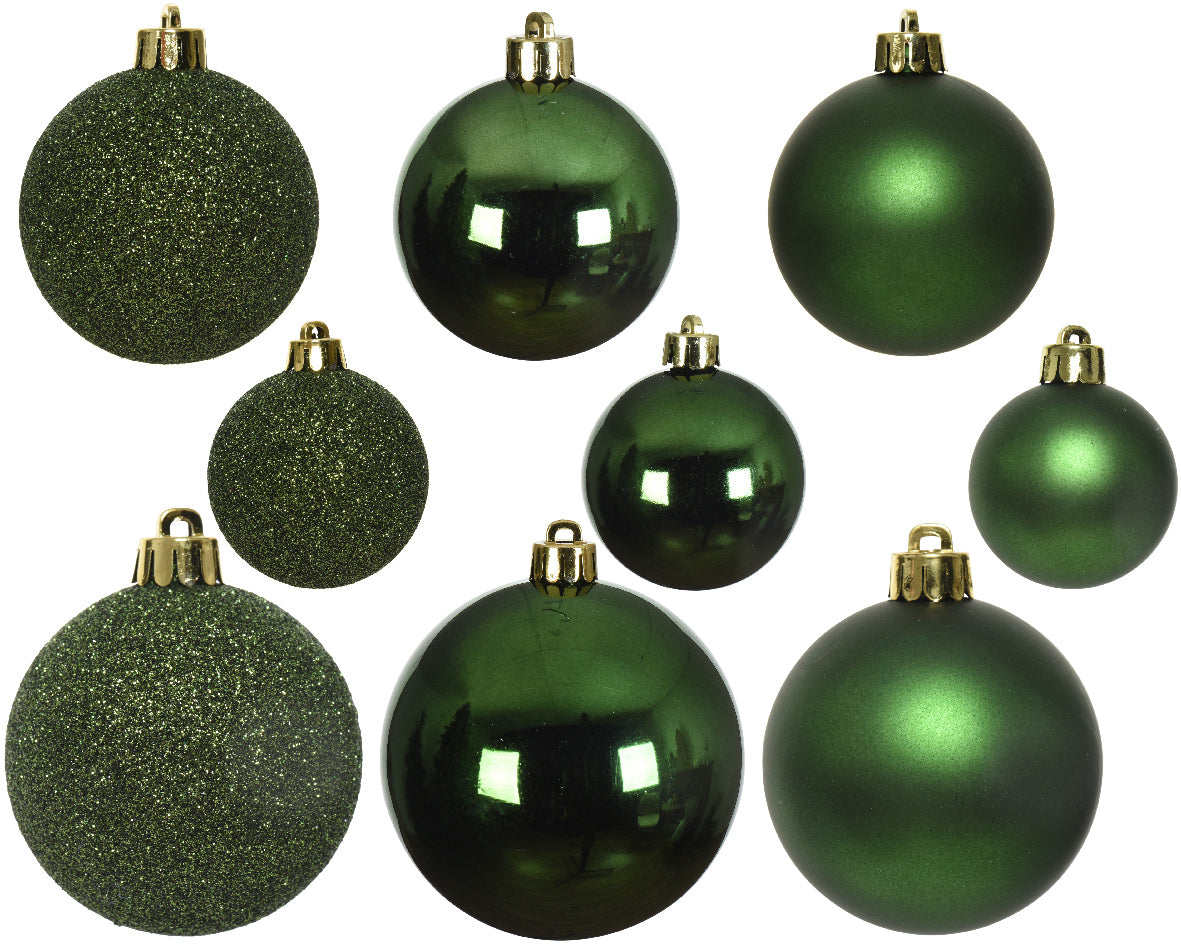 30 PALLINE DI NATALE VERDE PINO ASSORTITE