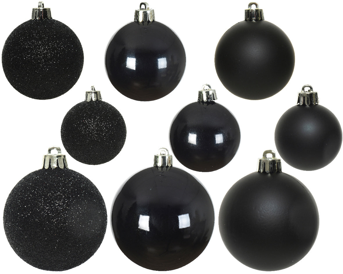 30 PALLINE DI NATALE NERO ASSORTITE