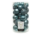 30PZ PALLINE DI NATALE AZZURRO CIELO ASSORTITE