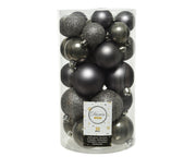 30PZ PALLINE DI NATALE GRIGIO TORTORA ASSORTITE