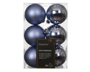 Set 12 palline di natale infrangibili mix lucido/opaco D 6 cm azzurro polvere Peraga Christmas