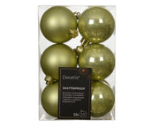 Set 12 palline di natale infrangibili mix smaltato/opaco D 6 cm verde pistacchio Peraga Christmas