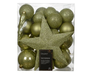 Set 33 palline di natale infrangibili mix finiture D 8 cm verde pistacchio Peraga Christmas