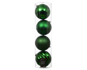 Set 4 palline di natale infrangibili mix finiture D 14 cm verde brillante Peraga Christmas