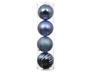 Set 4 palline di natale infrangibili mix finiture D 14 cm azzurro polvere Peraga Christmas