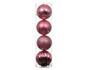 Set 4 palline di natale infrangibili mix finiture D 14 cm rosa tenue Peraga Christmas