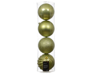Set 4 palline di natale infrangibili mix finiture D 14 cm verde pistacchio Peraga Christmas