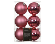 Set 6 palline di natale infrangibili mix lucido/opaco D 8 cm rosa tenue Peraga Christmas