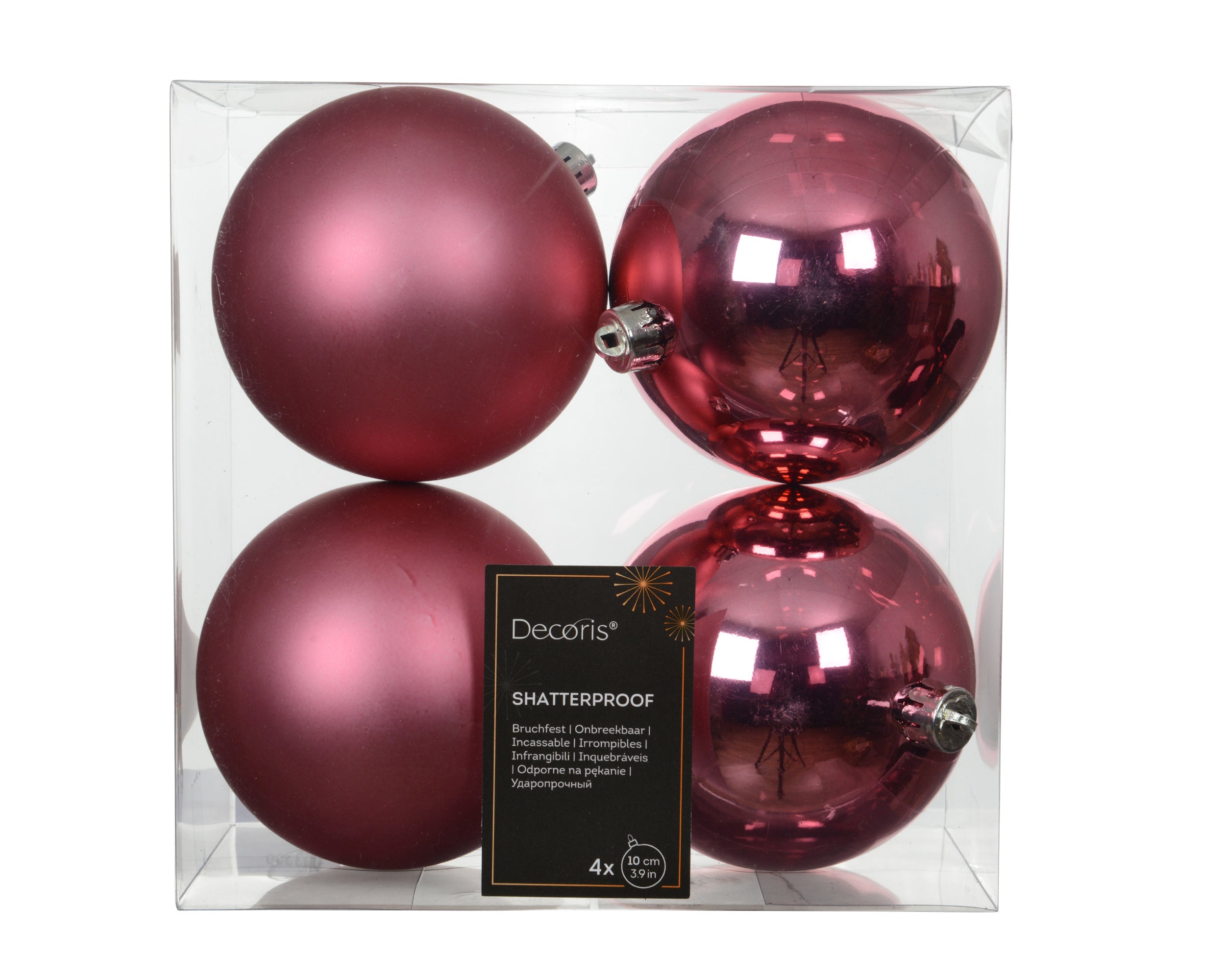 Set 4 palline di natale infrangibili mix lucido/opaco D 10 cm rosa tenue Peraga Christmas