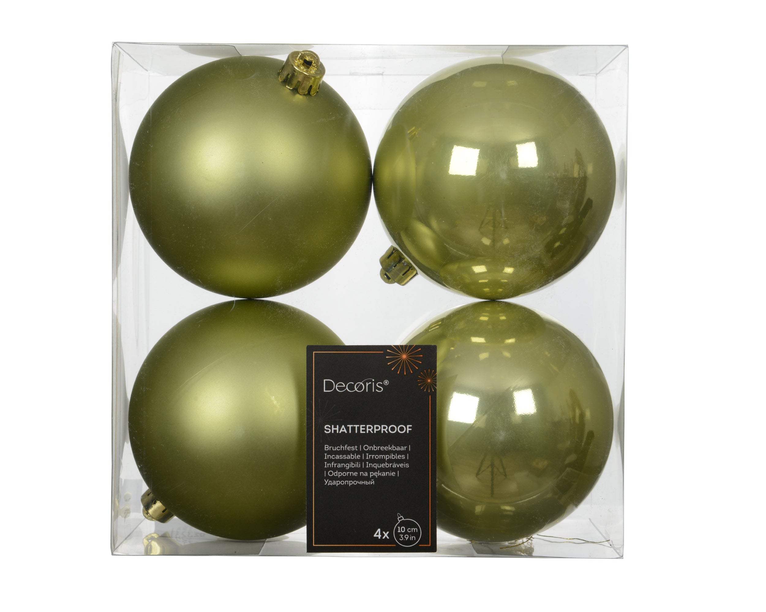 Set 4 palline di natale infrangibili mix smaltato/opaco D 10 cm verde pistacchio Peraga Christmas
