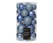 Set 30 palline di natale infrangibili mix finiture D 6 cm azzurro polvere Peraga Christmas