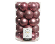 34 PALLINE DI NATALE ROSA VELLUTO 8CM