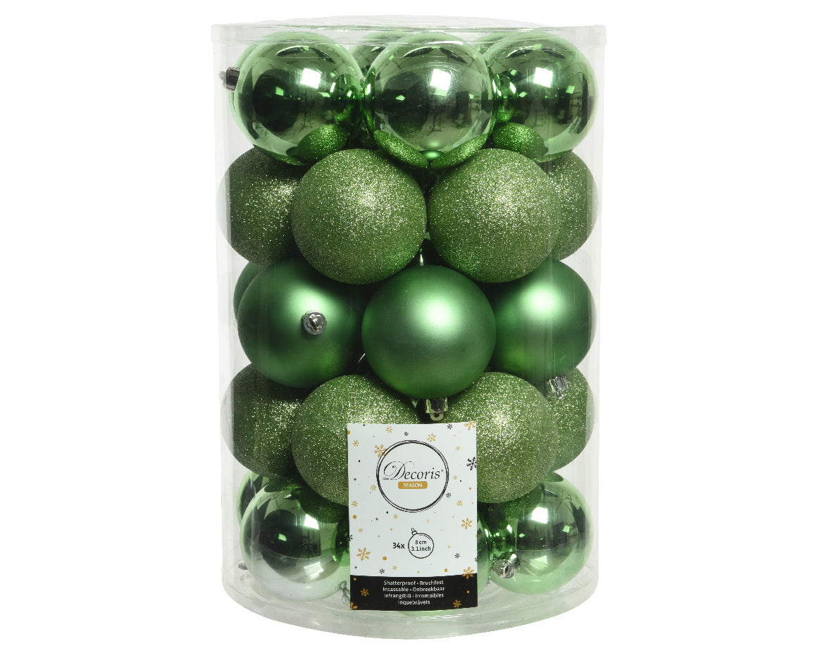 34 PALLINE DI NATALE VERDE VISCHIO 8CM