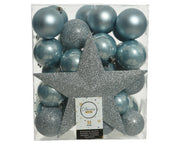 33 PALLINE DI NATALE 8CM+PUNTALE AZZURRO