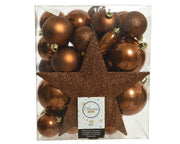 33 PALLINE DI NATALE 8CM+PUNTALE CANNELLA