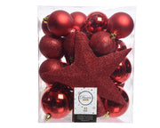 33 PALLINE DI NATALE+PUNTALE ROSSO ASSORTITE