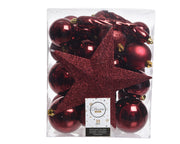 33 PALLINE DI NATALE 8CM+PUNTALE ROSSO SANGUE