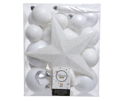 33 PALLINE DI NATALE+PUNTALE BIANCO INVERNO ASSORTITE