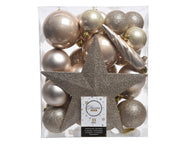 33 PALLINE DI NATALE+PUNTALE PERLA ASSORTITE