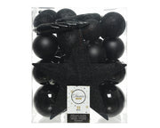 33 PALLINE DI NATALE+PUNTALE NERO ASSORTITE